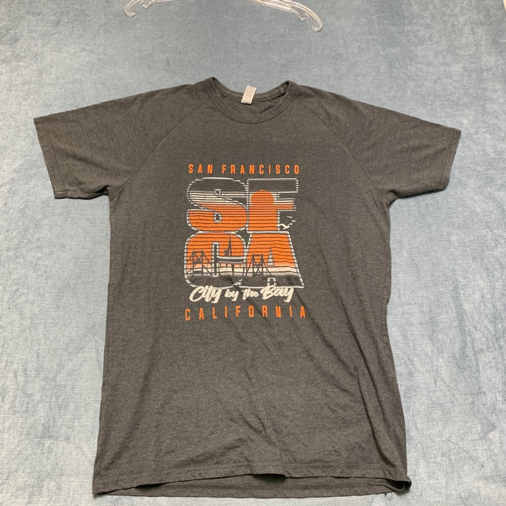 Cotton Heritage T-Shirt Mens L Gray Cotton Graphic Logo Short Sleeve Crewneck